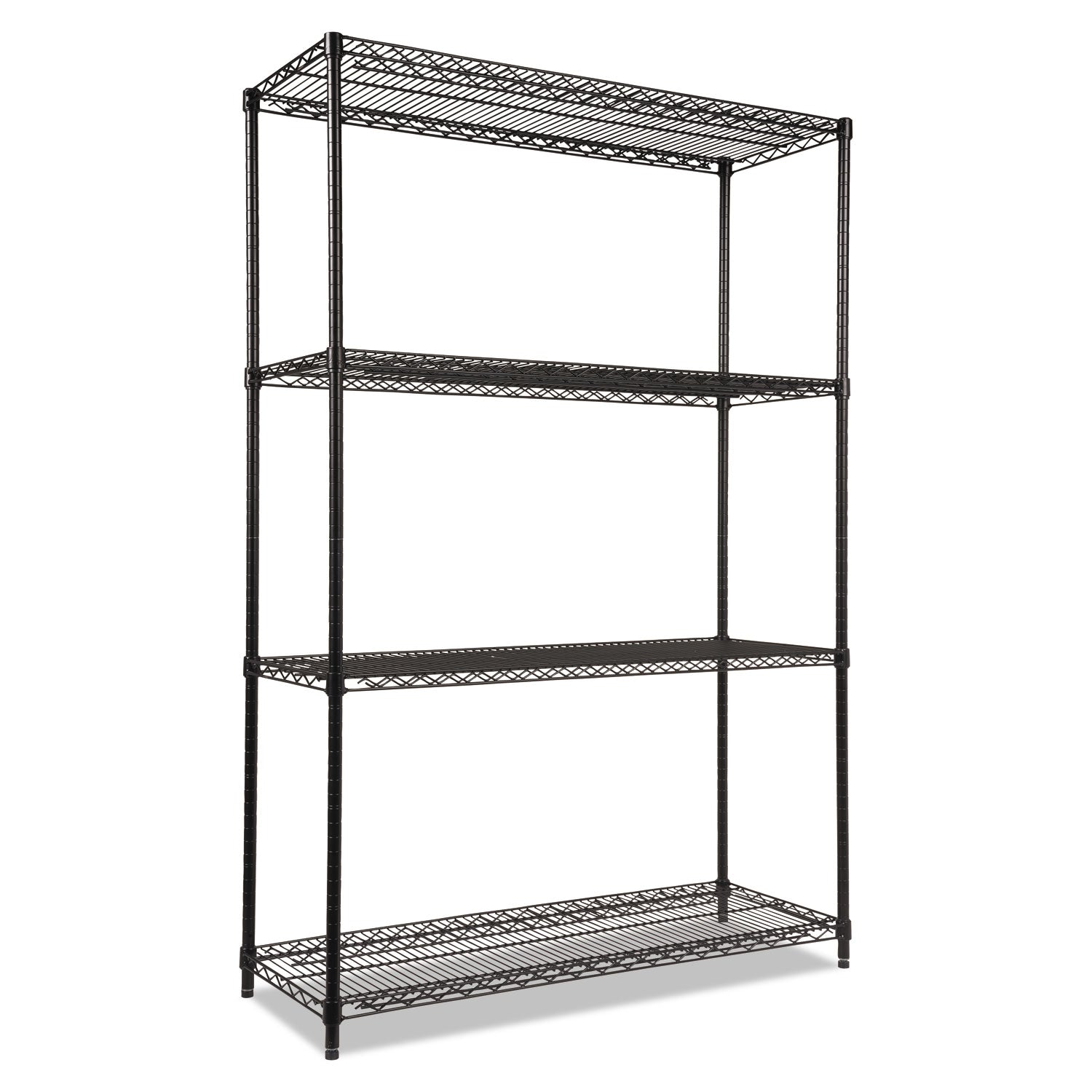 Alera NSF Certified Industrial Four-Shelf Wire Shelving Kit, 48w x 18d x 72h, Black
