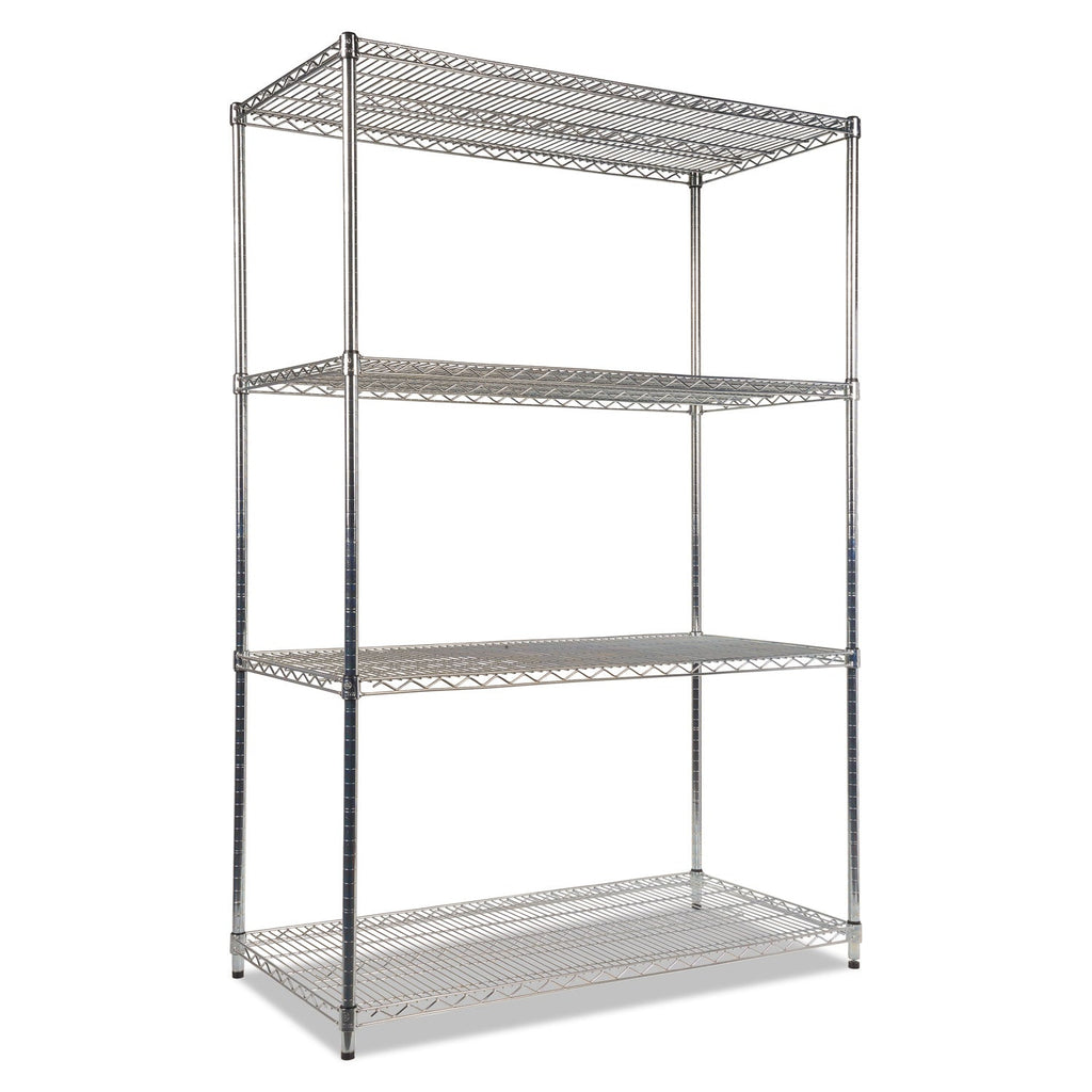 Alera NSF Certified Industrial Four-Shelf Wire Shelving Kit, 48w x 24d x 72h, Silver