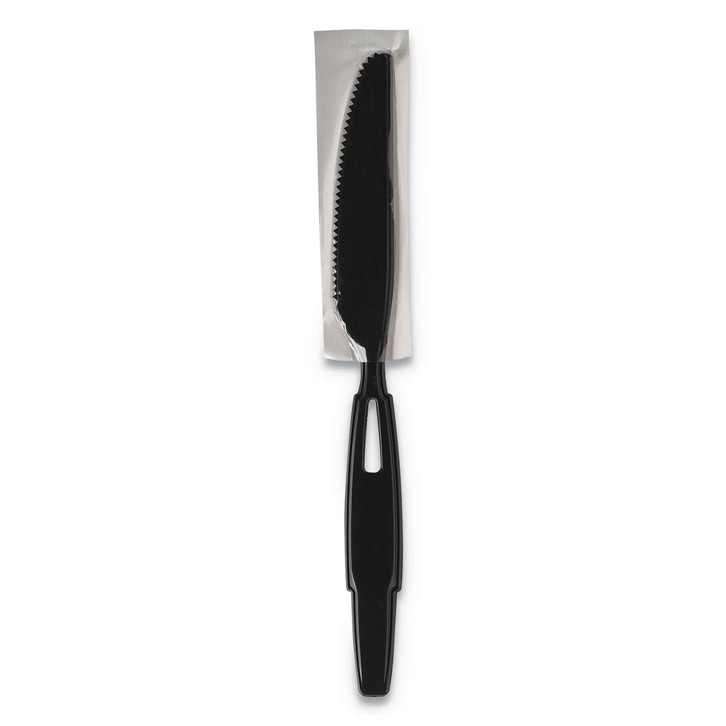Dixie SmartStock Wrapped Heavy-Weight Cutlery Refill, Knife, Black, 960/Carton