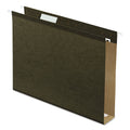 Pendaflex Extra Capacity Reinforced Hanging File Folders with Box Bottom, 2" Capacity, Letter Size, 1/5-Cut Tabs, Green, 25/Box