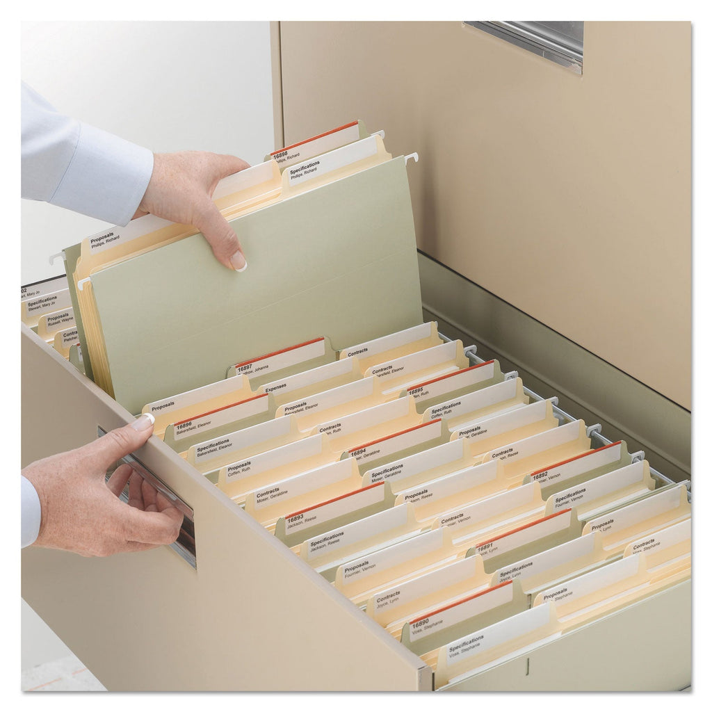 Smead SuperTab Reinforced Guide Height Fastener Folders, 2 Fasteners, Letter Size, 14-pt Manila Exterior, 50/Box