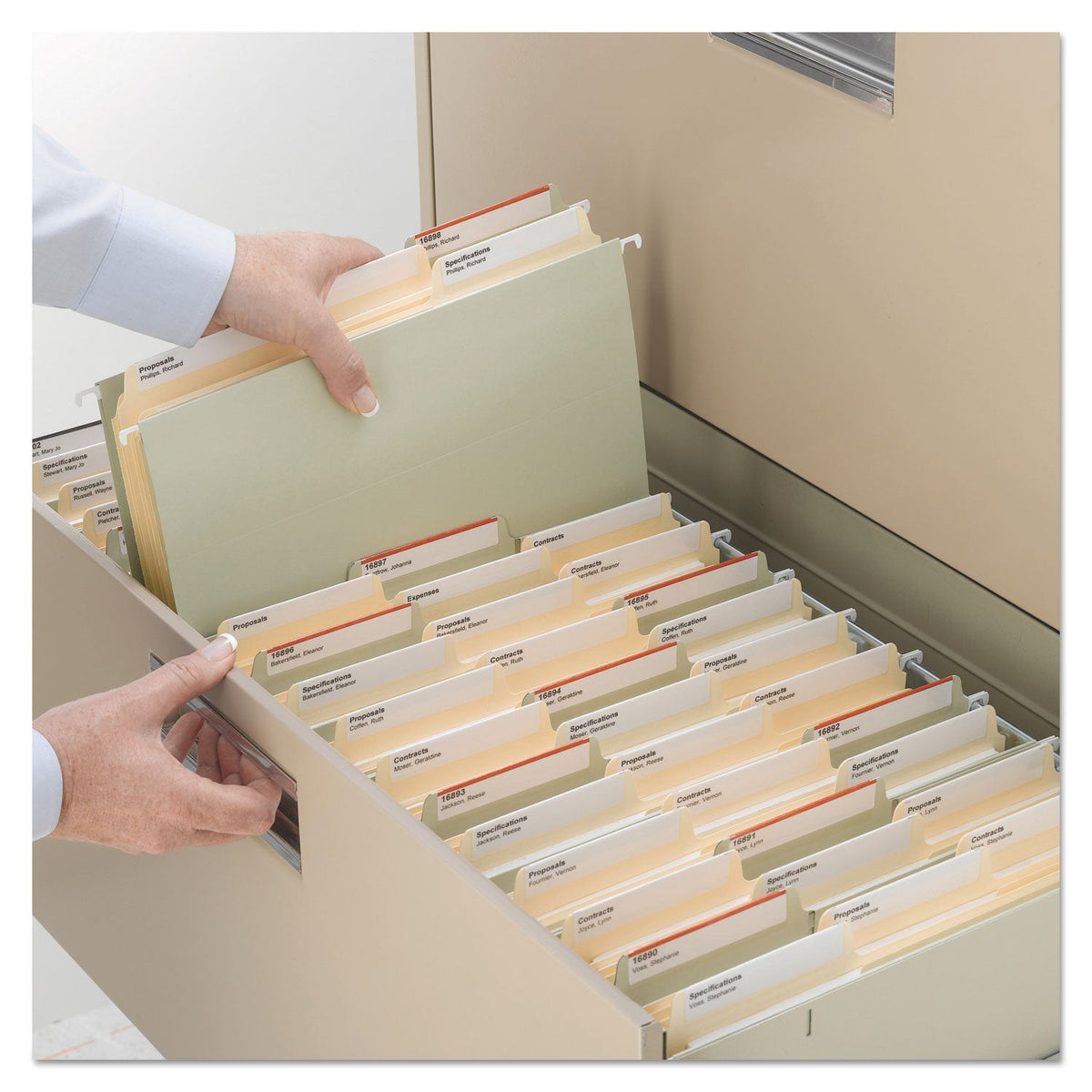Smead SuperTab Reinforced Guide Height Fastener Folders, 2 Fasteners, Letter Size, 14-pt Manila Exterior, 50/Box