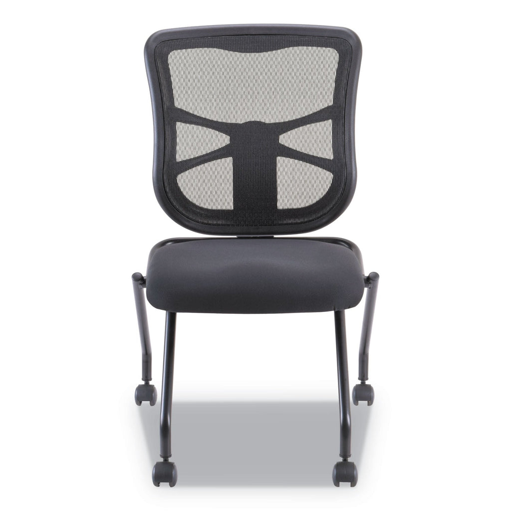 Alera Elusion Mesh Nesting Chairs, Supports Up to 275 lb, Black, 2/Carton