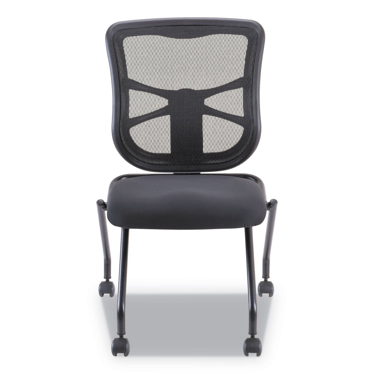 Alera Elusion Mesh Nesting Chairs, Supports Up to 275 lb, Black, 2/Carton