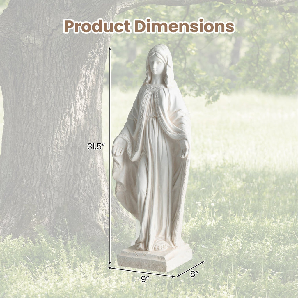 31.5 Inch Virgin Mary Statue with Aged Finish for Yard Patio