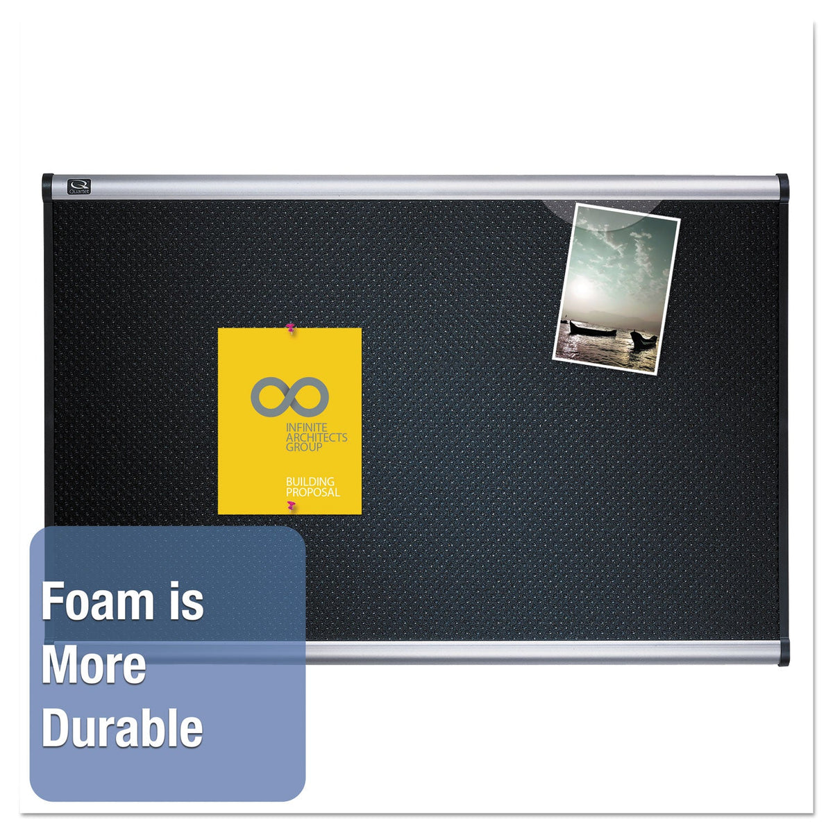 Quartet Prestige Embossed Foam Bulletin Board, 72 x 48, Black, Aluminum Frame