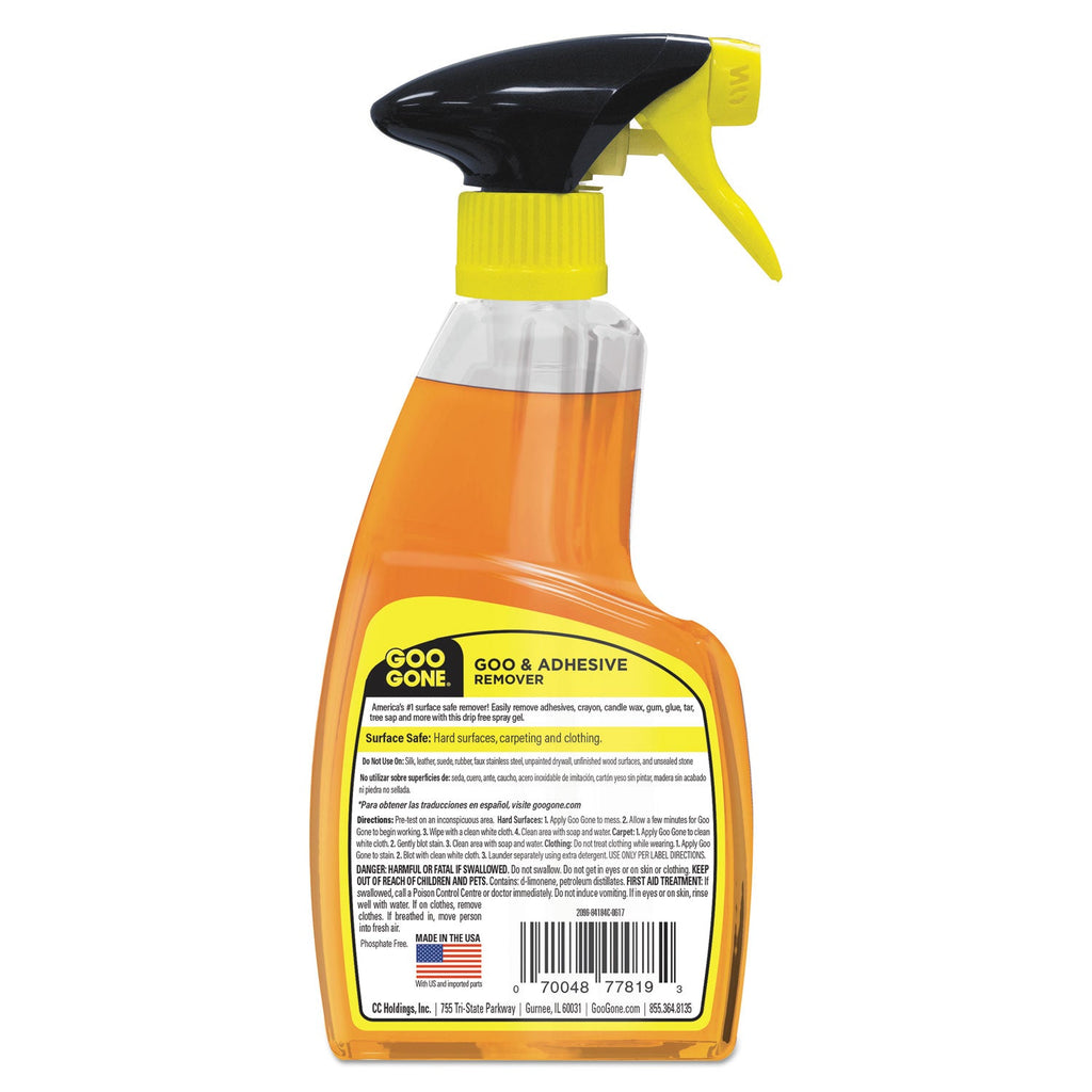Goo Gone Spray Gel Cleaner, Citrus Scent, 12 oz Spray Bottle, 6/Carton