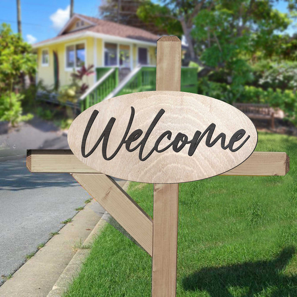 Welcome sign, Business sign, Made in the USA sign, Made from wood - 320342