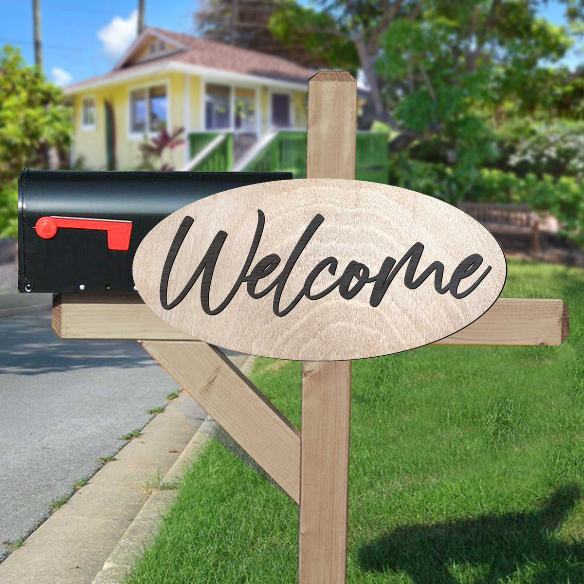 Welcome sign, Business sign, Made in the USA sign, Made from wood - 320342