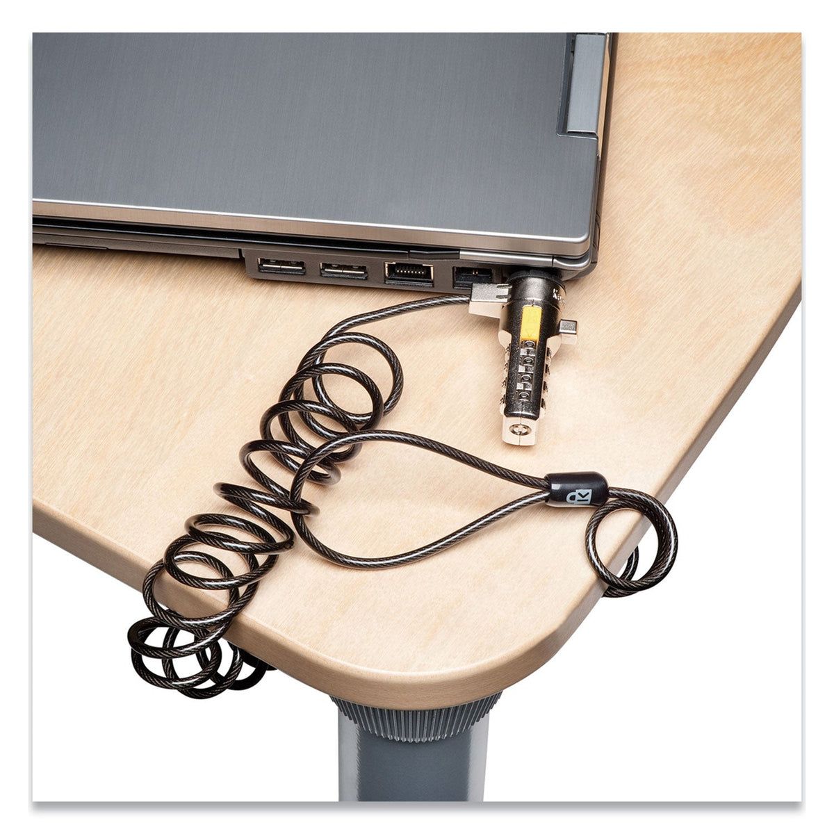 Kensington Portable Combination Laptop Lock, 6 ft Carbon Strengthened Steel Cable, Gray