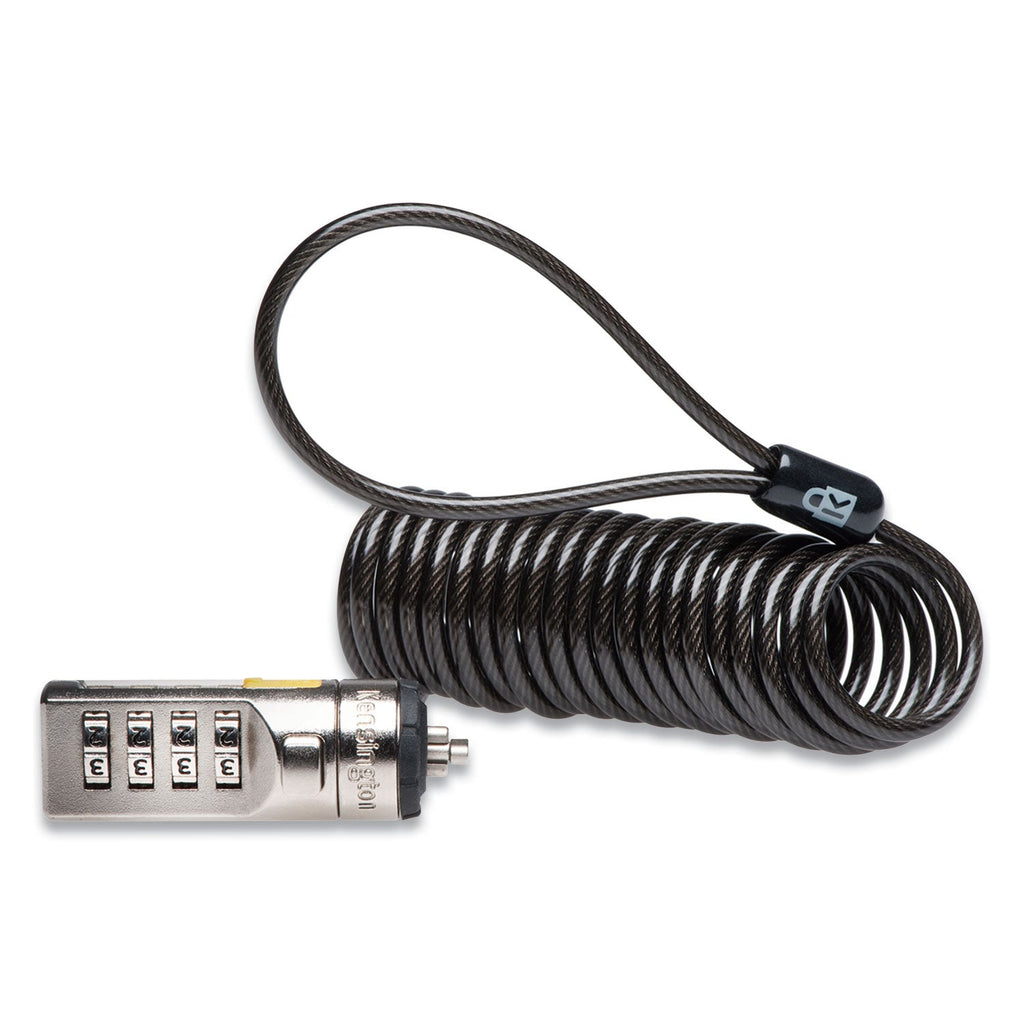 Kensington Portable Combination Laptop Lock, 6 ft Carbon Strengthened Steel Cable, Gray