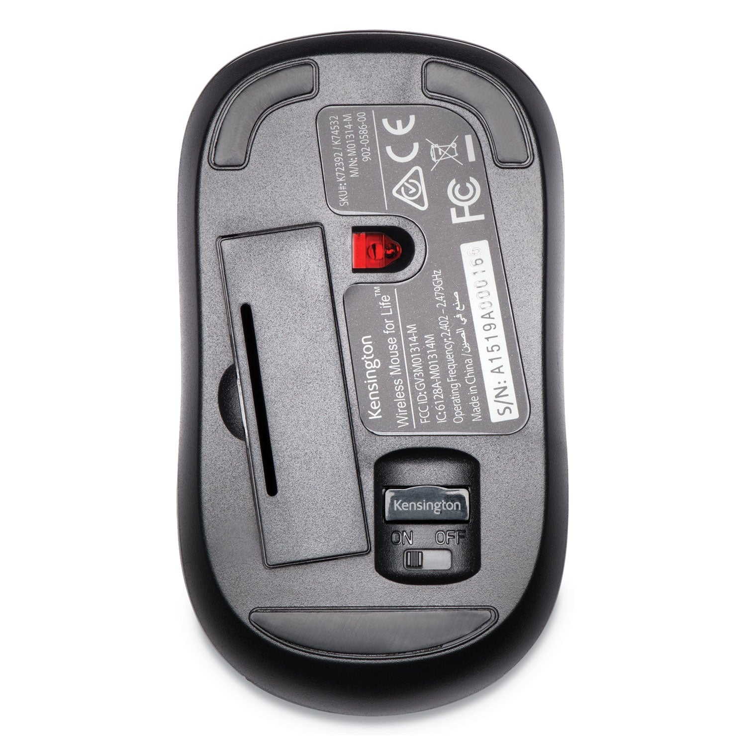 Kensington Wireless Mouse for Life, 2.4 GHz Frequency/30 ft Wireless Range, Left/Right Hand Use, Black