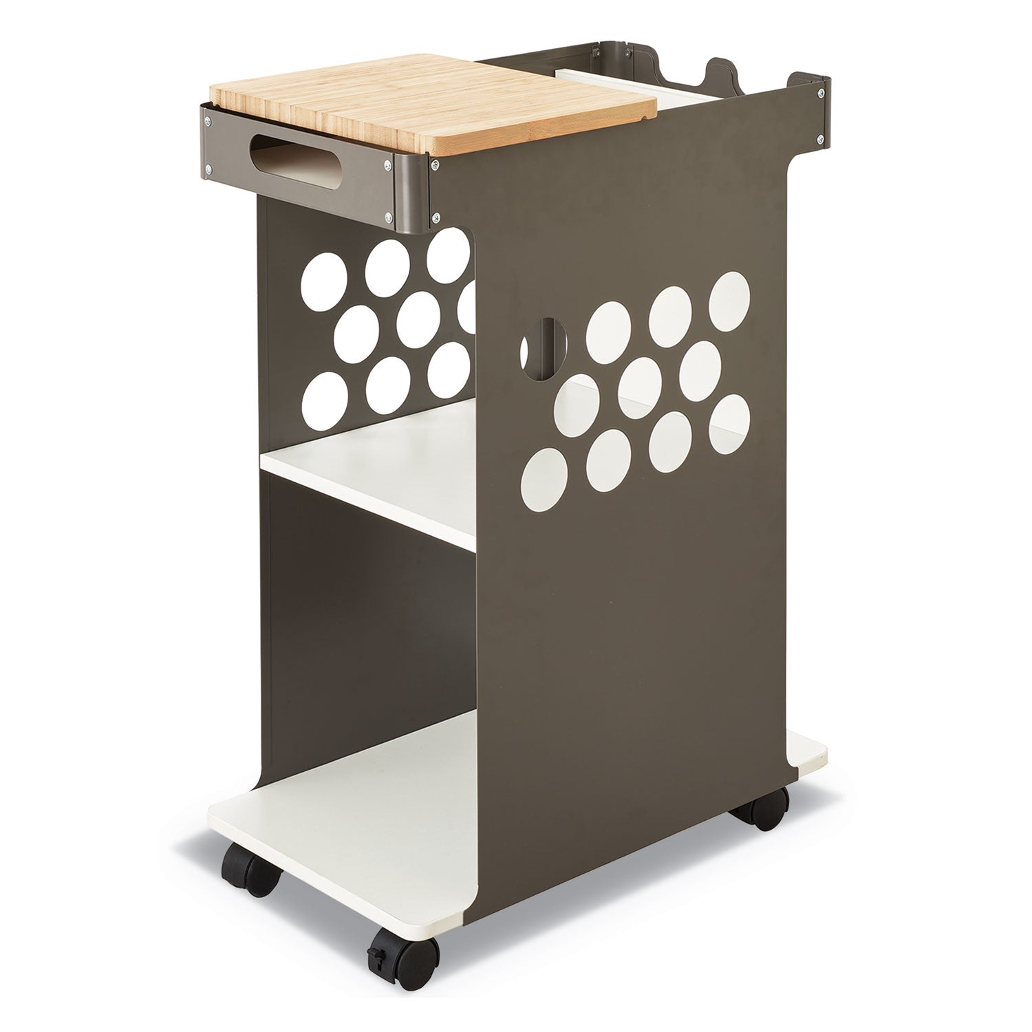 Safco Mini Rolling Storage Cart, Metal, 3 Shelves, 1 Drawer, 200 lb Capacity, 29.75" x 15.75" x 16.5", White