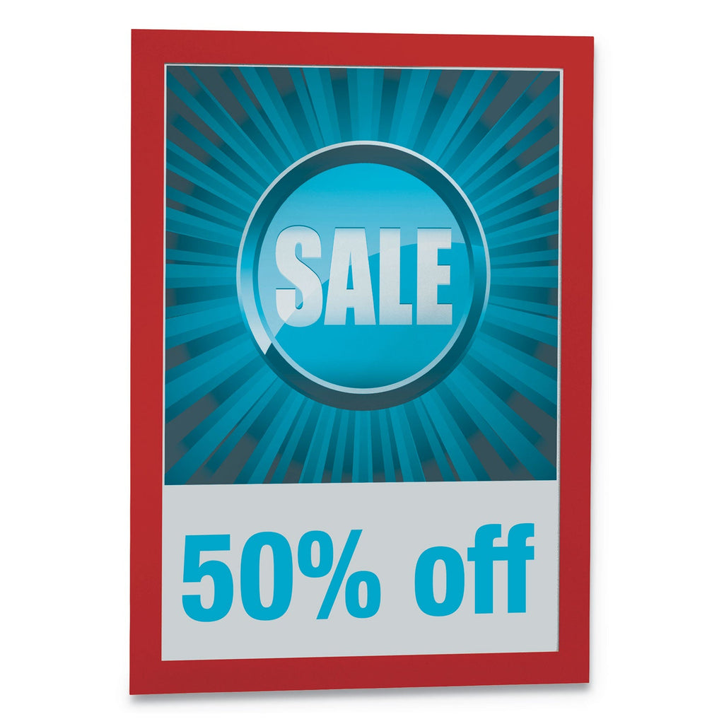Durable DURAFRAME Sign Holder, 8.5 x 11, Red Frame, 2/Pack
