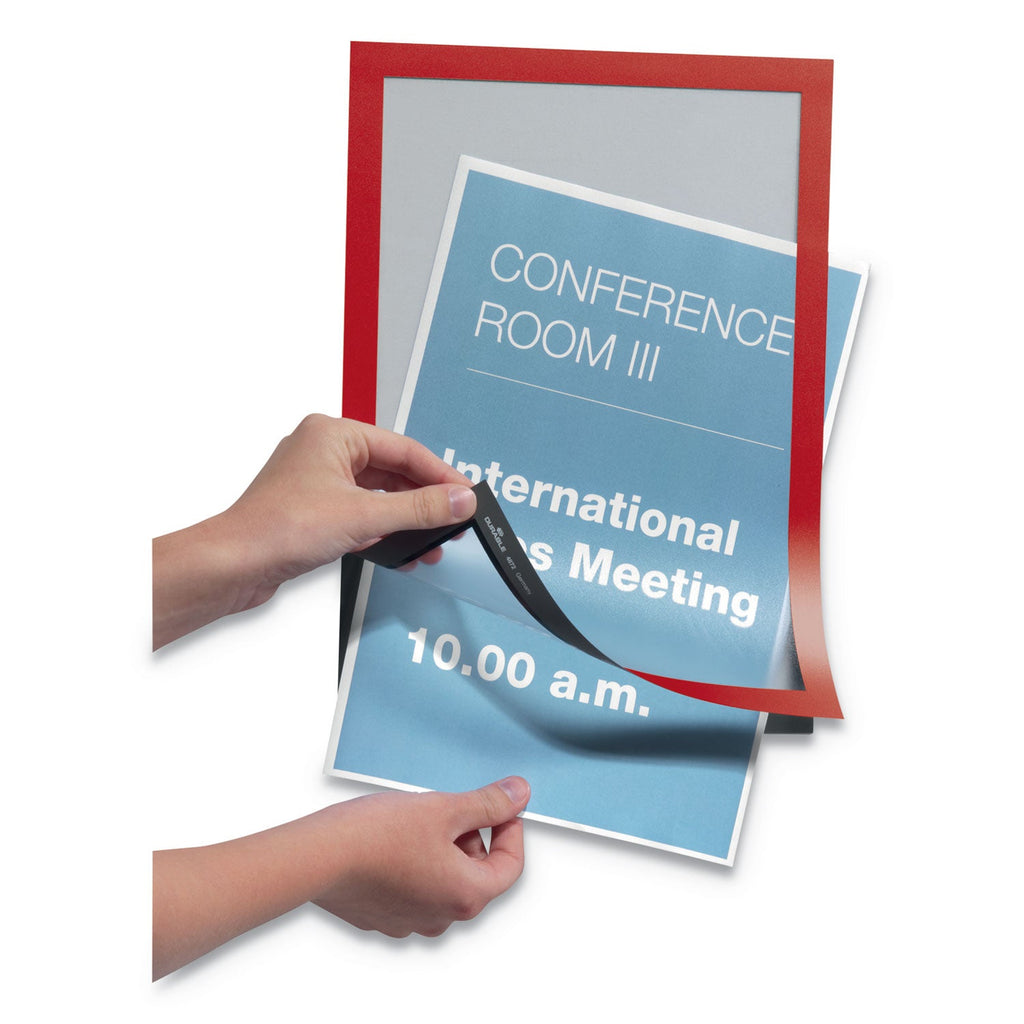 Durable DURAFRAME Sign Holder, 8.5 x 11, Red Frame, 2/Pack