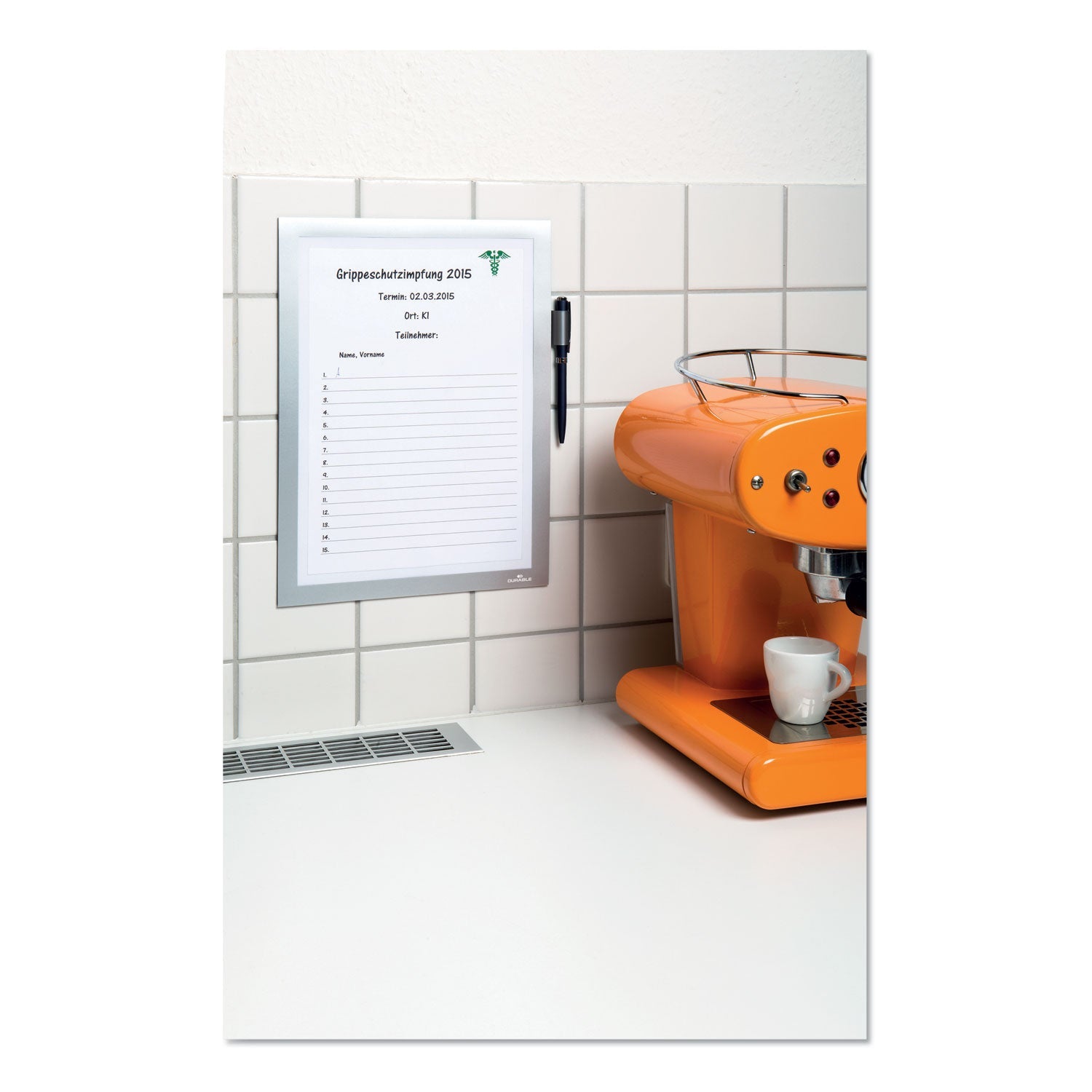 Durable DURAFRAME Note Sign Holder, 8.5 x 11, Silver Frame