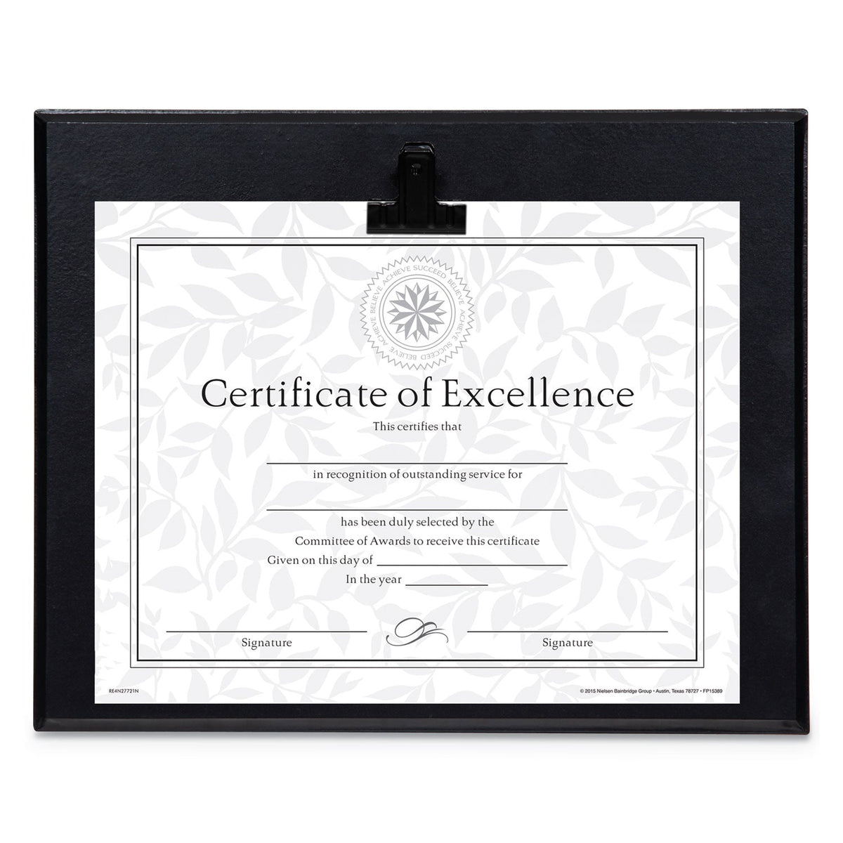 DAX Plaque With Metal Clip, Wood, 8.5 x 11 Insert, Black