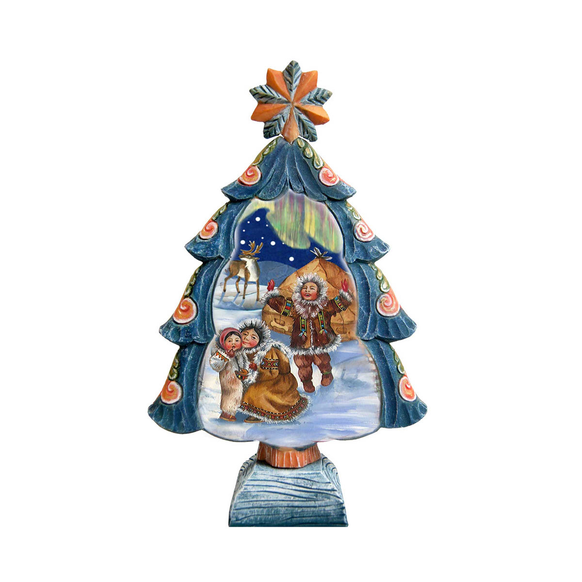 Northern Lights Tree Handcrafted Christmas Figurine - G. DeBrekht Christmas Santa Snowman Decor - 588077L