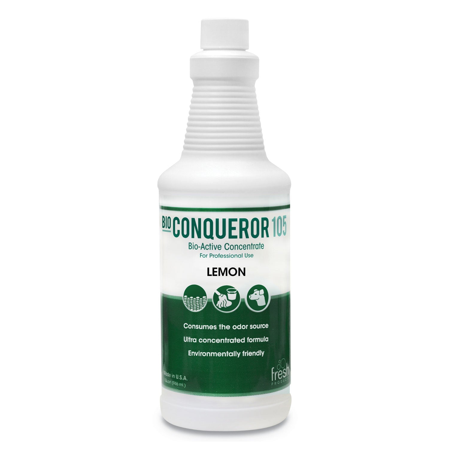 Fresh Products Bio Conqueror 105 Enzymatic Odor Counteractant Concentrate, Citrus, 32 oz Bottle, 12/Carton