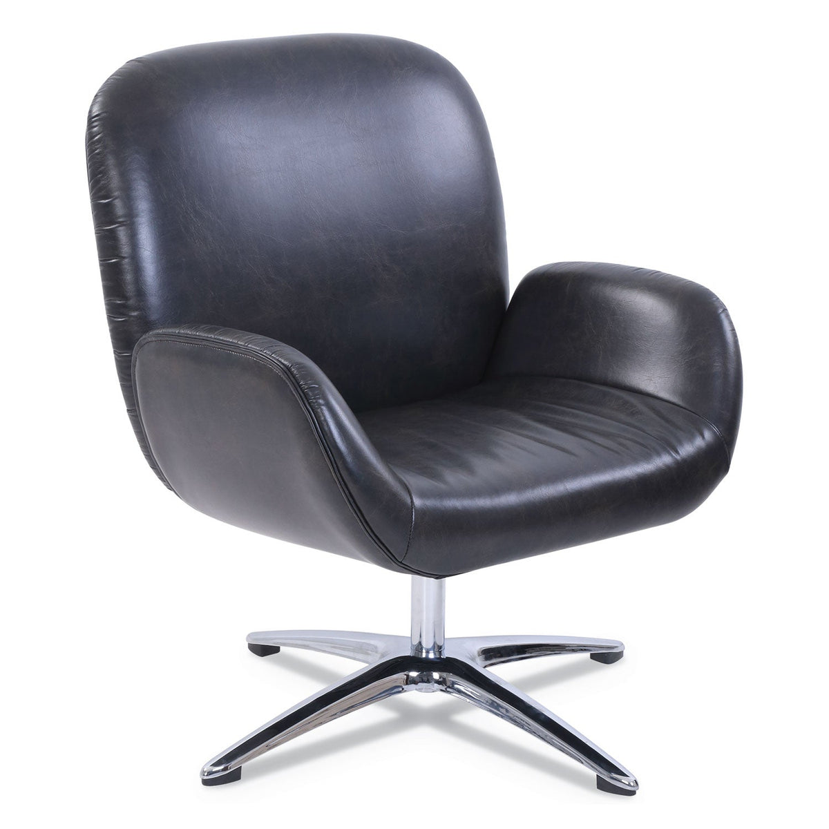SertaPedic Tavern Collection Lounge Chair, 31.25" x 29.25" x 37.25", Distressed Brown Seat/Back, Chrome/Silver Base