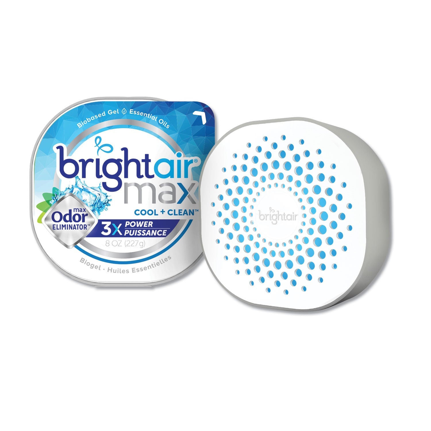 BRIGHT Air Max Odor Eliminator Air Freshener, Cool and Clean, 8 oz Jar