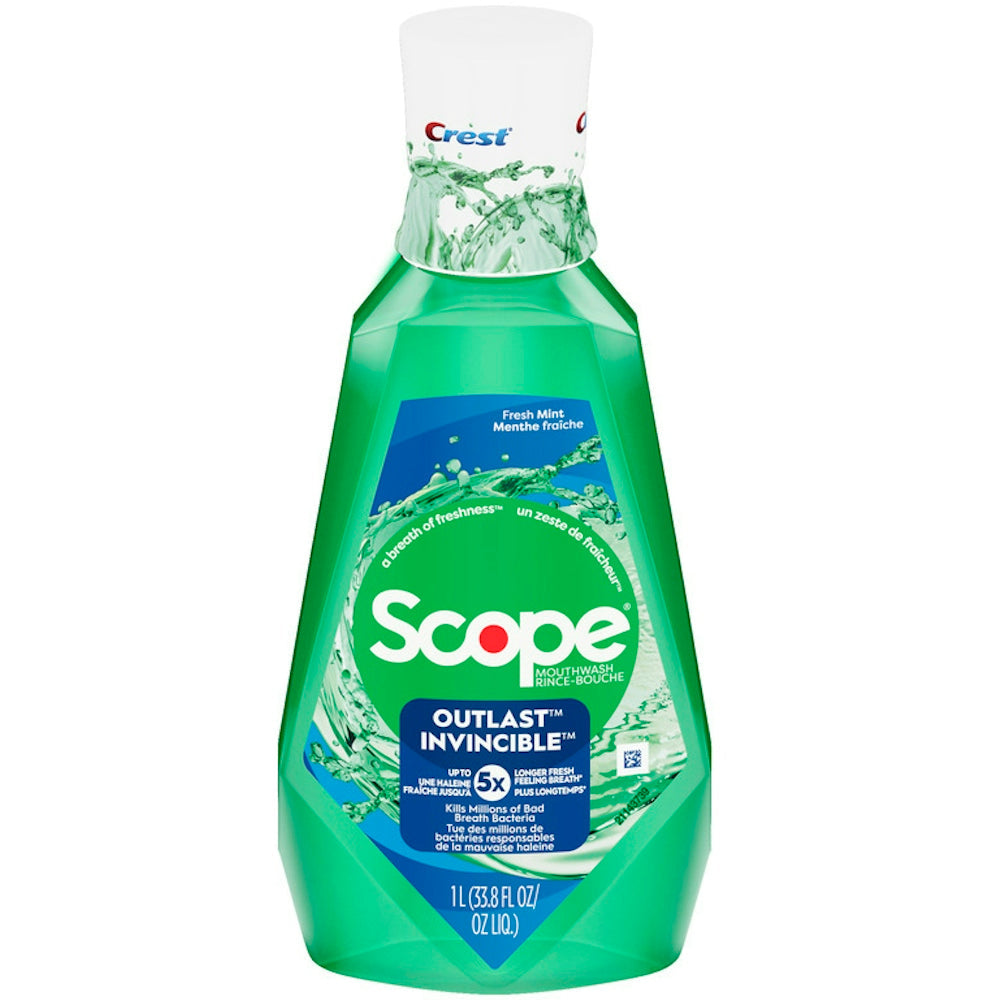 Crest Scope Outlast Mouthwash Long Lasting Mint For Fresh Breath, 33.8 Oz