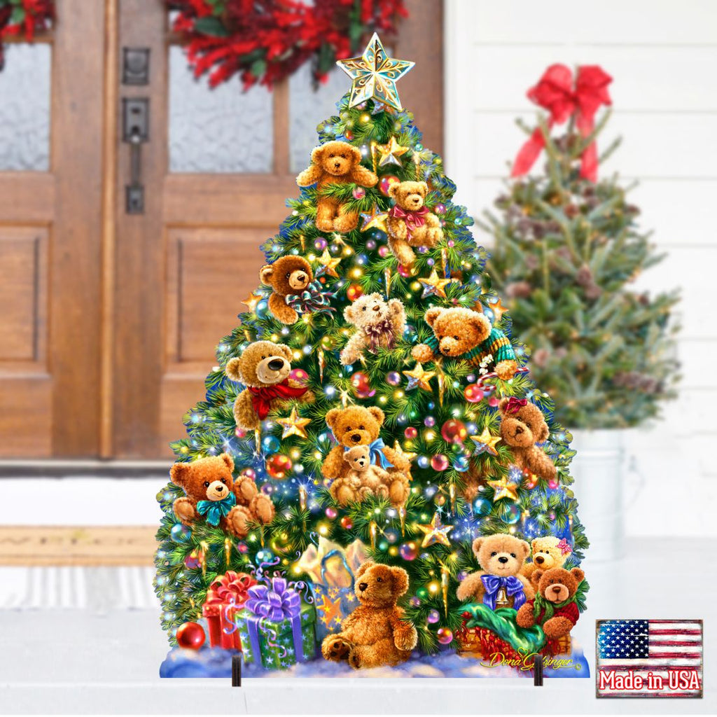 Teddy Bear Tree Holiday Outdoor Yard Sign by D. Gelsinger - Christmas Decor - 8461019F-1101