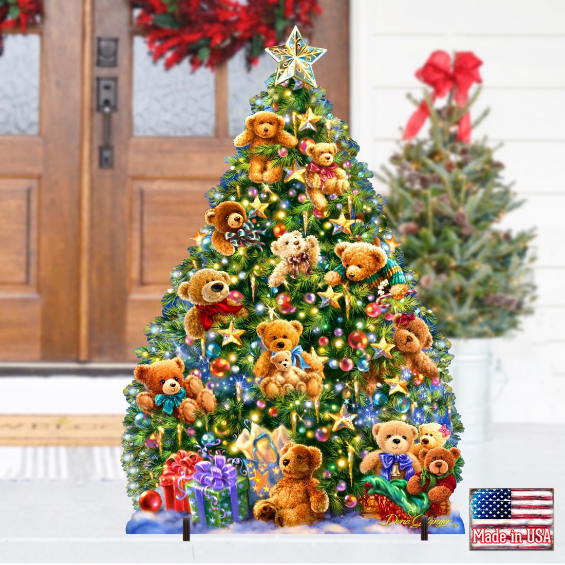 Teddy Bear Tree Holiday Outdoor Yard Sign by D. Gelsinger - Christmas Decor - 8461019F-1101