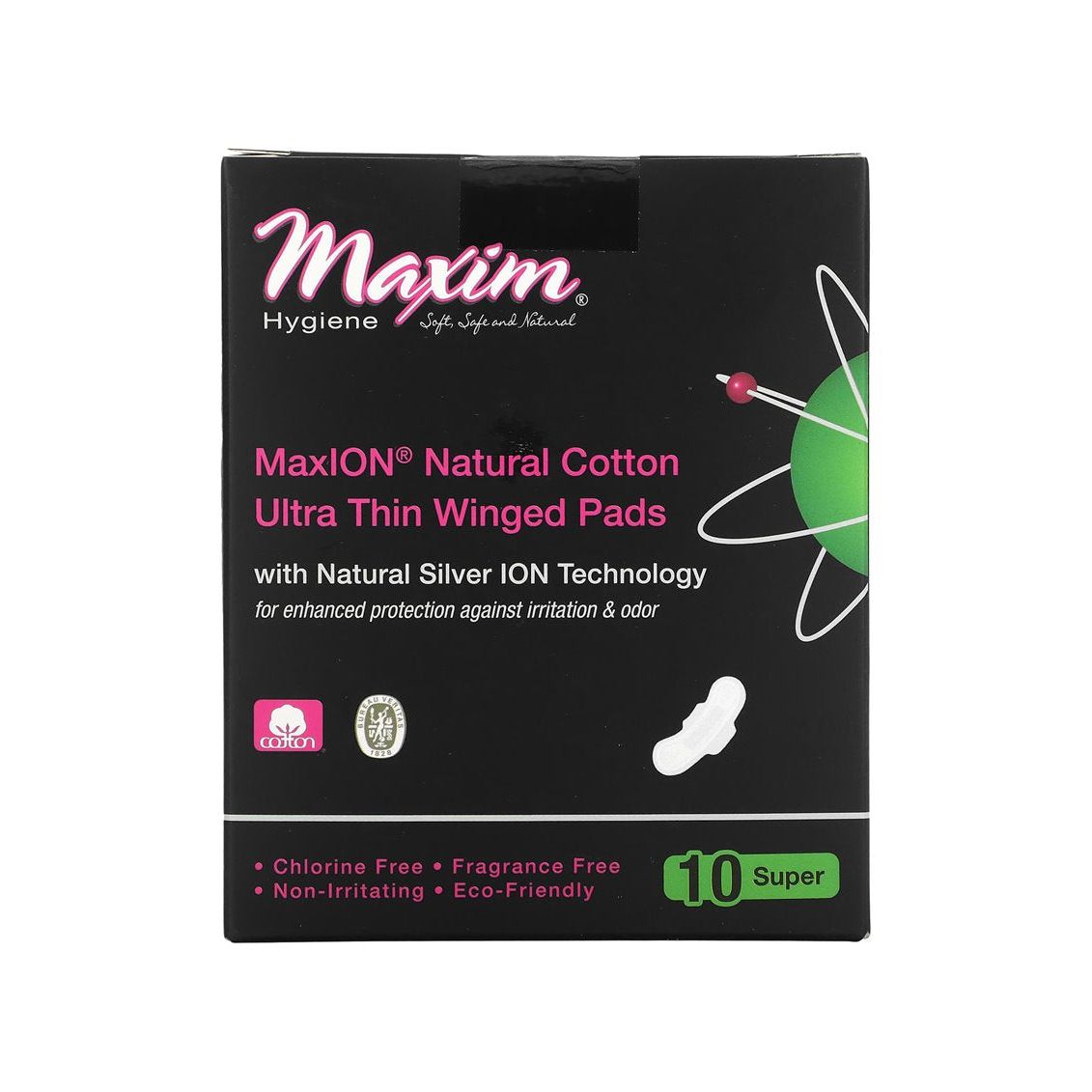 Maxim Hygiene Maxion Natural Ultra Thin Winged Pads, Super
