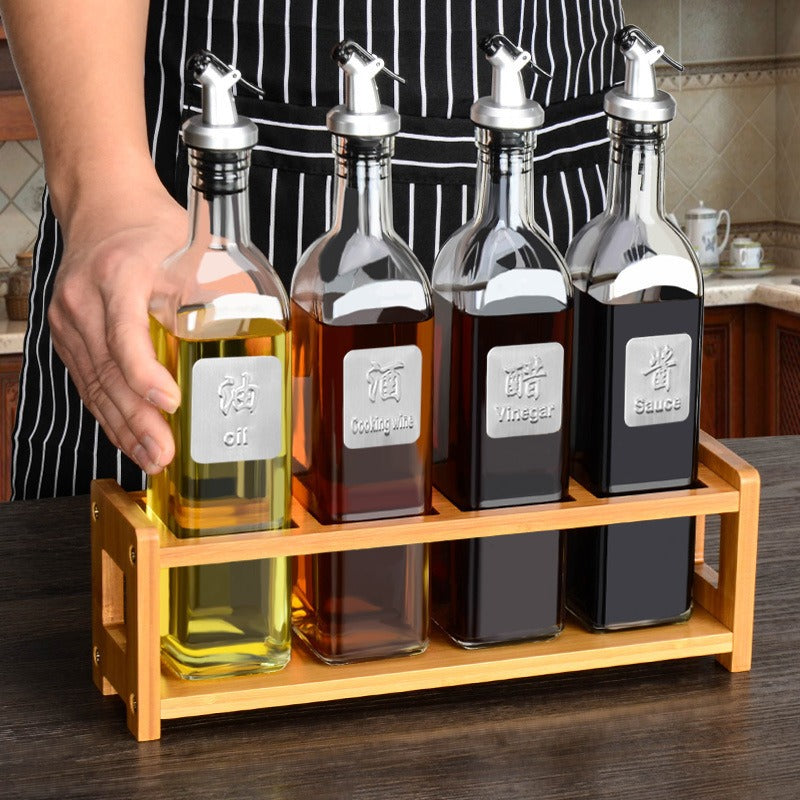 Transparent glass automatic opening and closing nozzle oil bottle