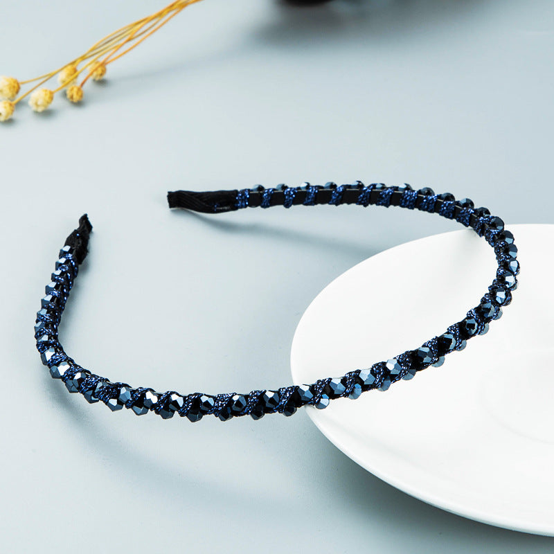 Winding String Crystal Thin Edge Headband Female Fashion Super Flash Party Hair Pressing Shampoo Headwear