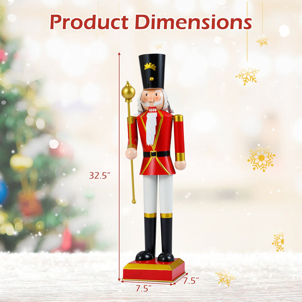 32.5 Inch Christmas Nutcracker with High Hat and Beautiful Scepter