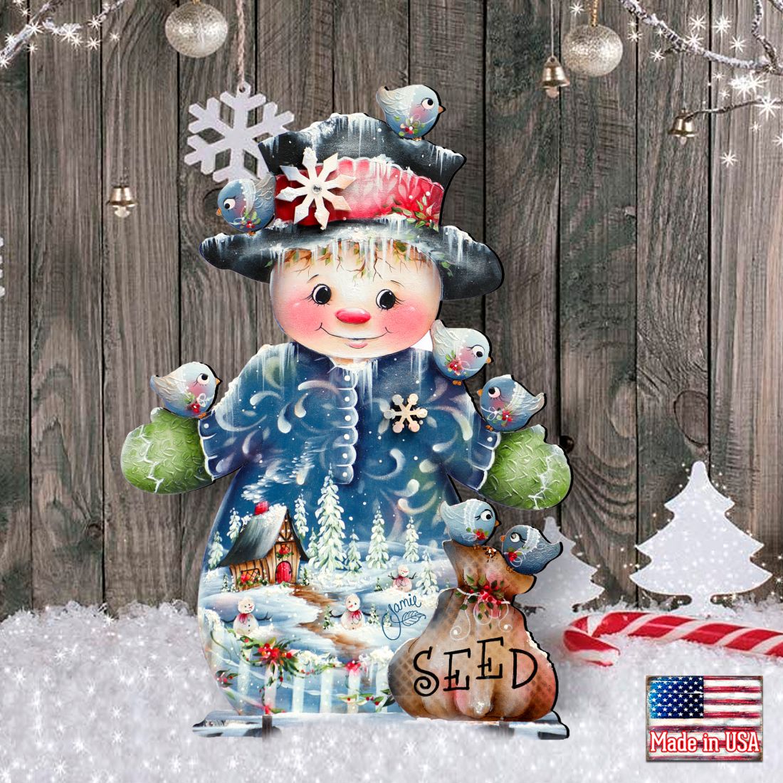 Blue Seed Freezing Christmas Outdoor Yard Sign by Jamie Mills-Price Christmas Santa Snowman Decor - 8457511F