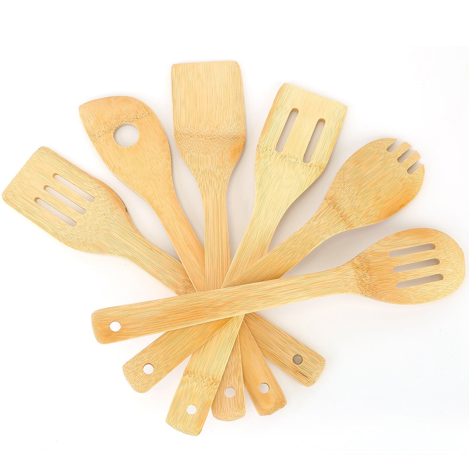 6Pcs Cooking Utensil Bamboo Wooden Spoons Spatula Kitchen Cooking Tools Nonstick Wooden Cookware Kitchen Gadgets
