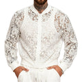 Mens Lace-See-Through Long-Sleeve Aviator Jacket
