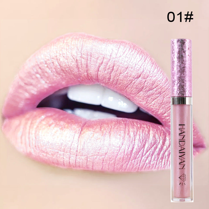 handaiyan Diamond Pearl Lip Gloss Non-Stick Cup Mermaid Lip Gloss Lipstick