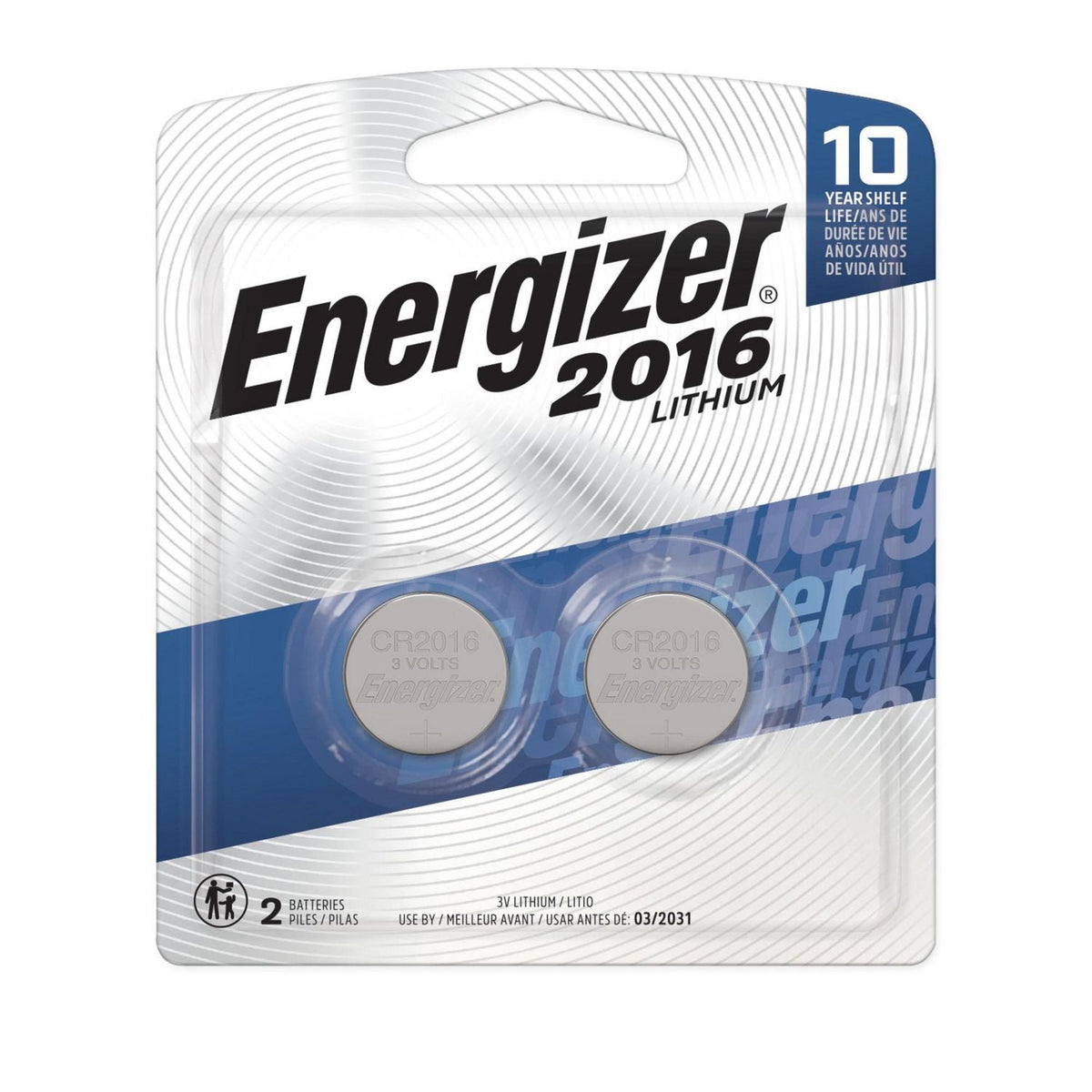 Energizer® 2016 3V Lithium Coin Battery, 2-Pack