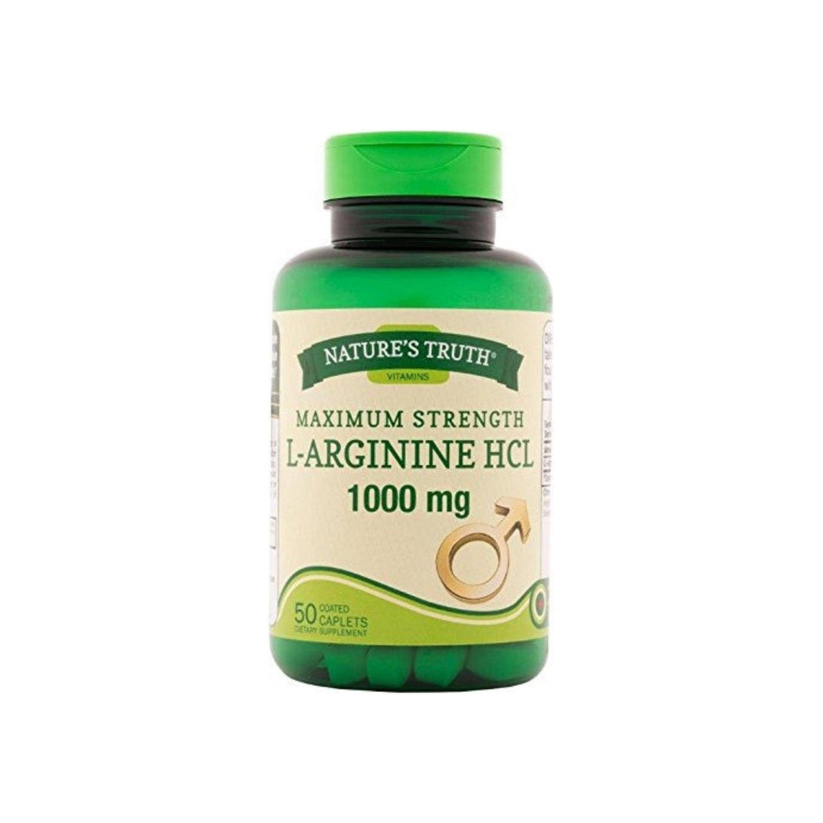 Nature's Truth Vitamins, Maximum Strength L-Arginine HCL, 1,000 Mg, 50 Coated Caplets