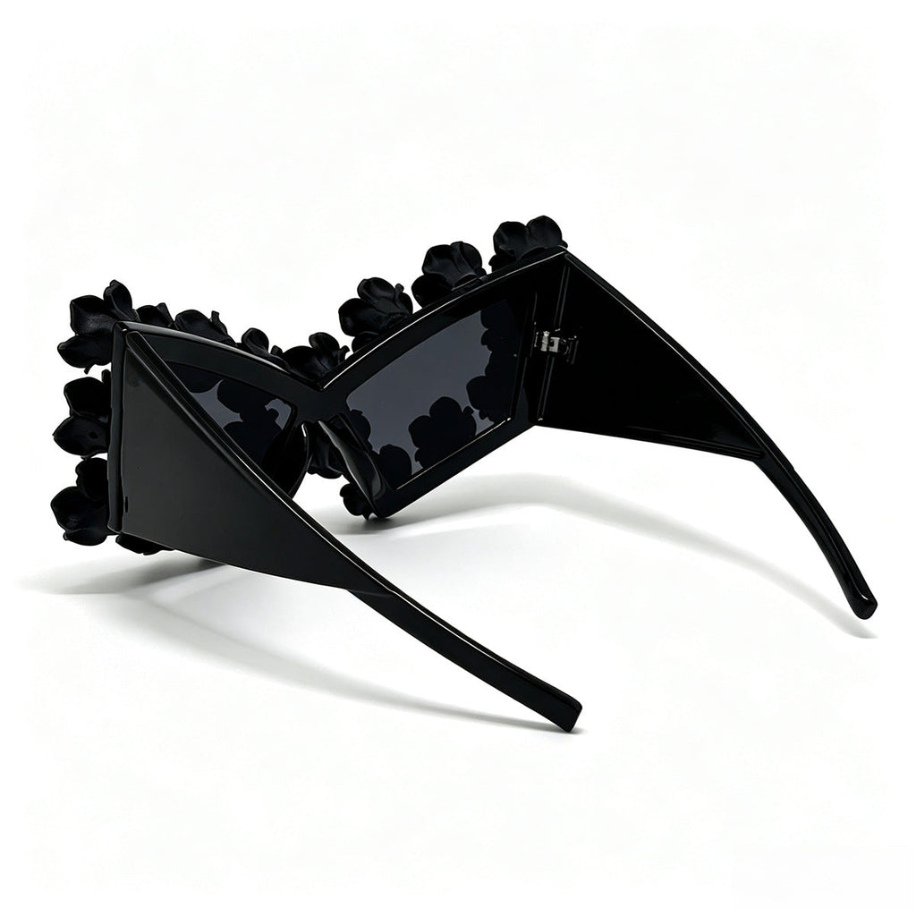 Niche Designer inspired Black Rose Gothic Sunglasses