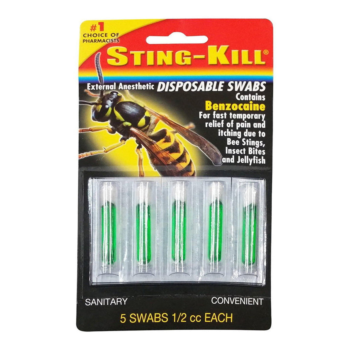 Sting-Kill External Anesthetic Swabs, Maximum Strength Pain & Itch Relief, 5 Count