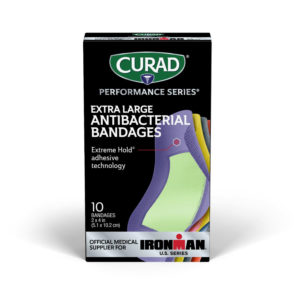 Curad® Performance Series® Extra-Long Antibacterial Bandage, 2" x 4", 10-Pack