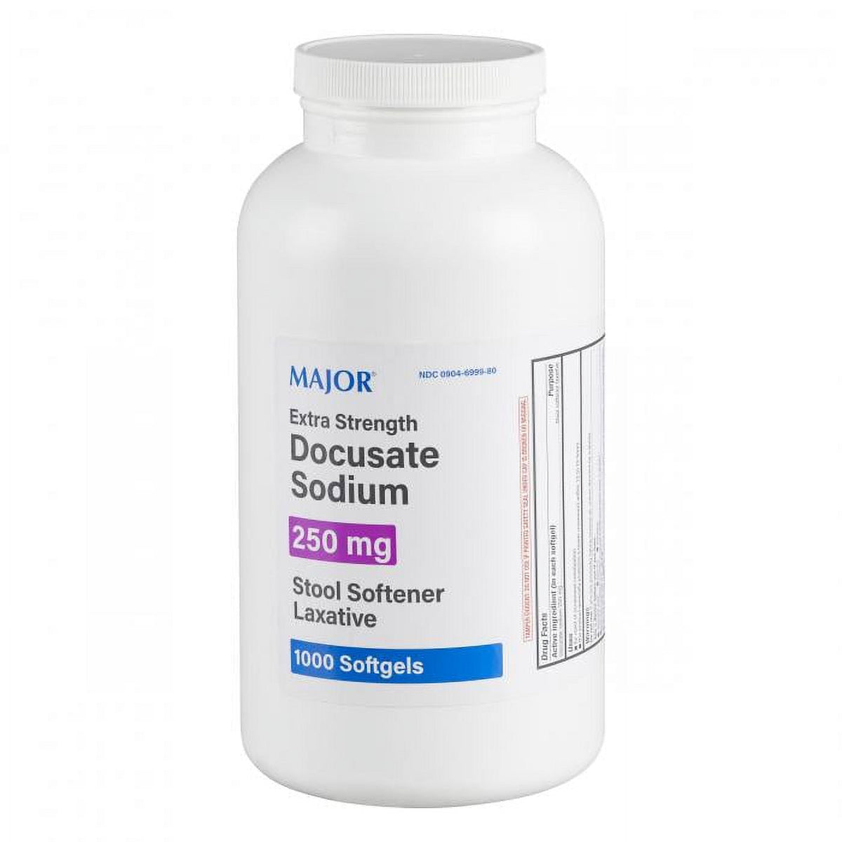 Major Stool Softener 250 mg (Docusate Sodium) - Extra Strength Relief, 1000 Softgels