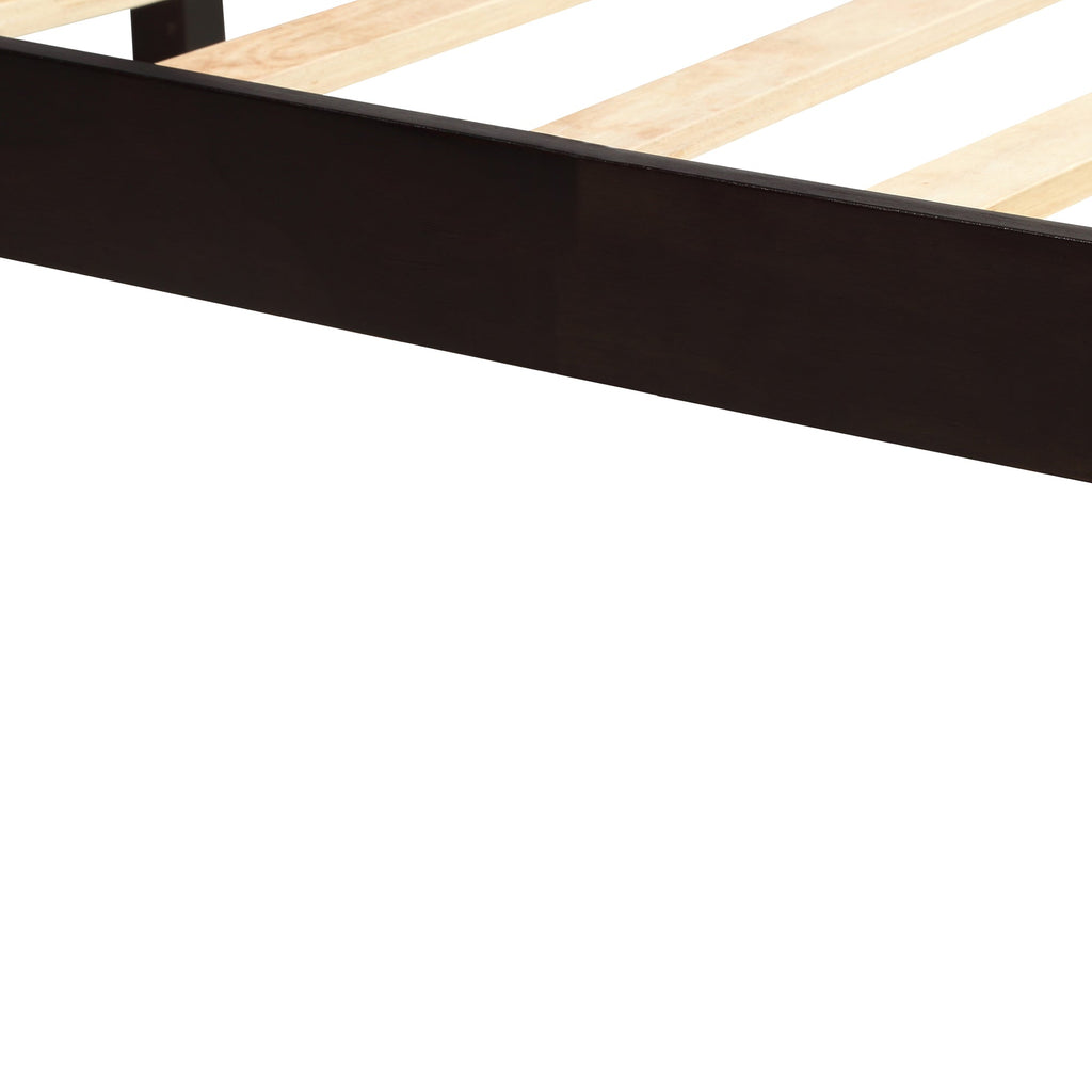 Platform Bed Frame with Headboard, Wood Slat Support  No Box Spring Needed  Queen Espresso