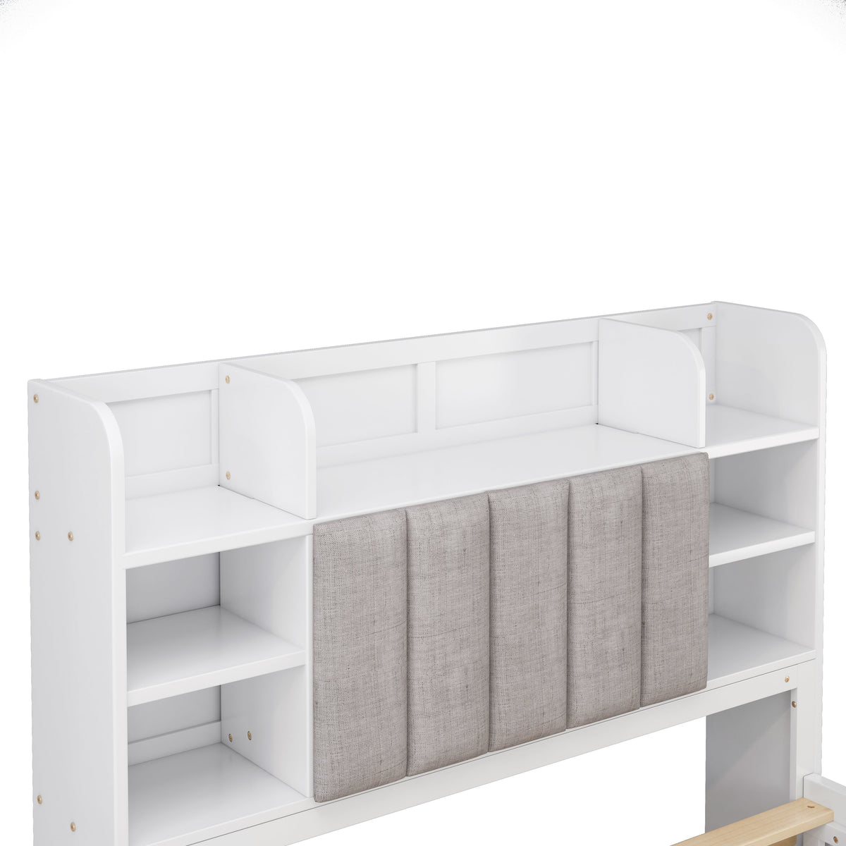 Multi-functional Full Size Bed Frame with 4 Under-bed Portable Storage Drawers and Multi-tier Bedside Storage Shelves White