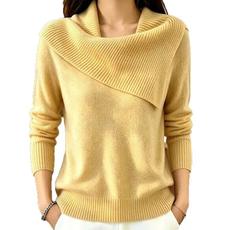 Women’s Relaxed-Fit Lapel Pullover Sweater – 8 Colors