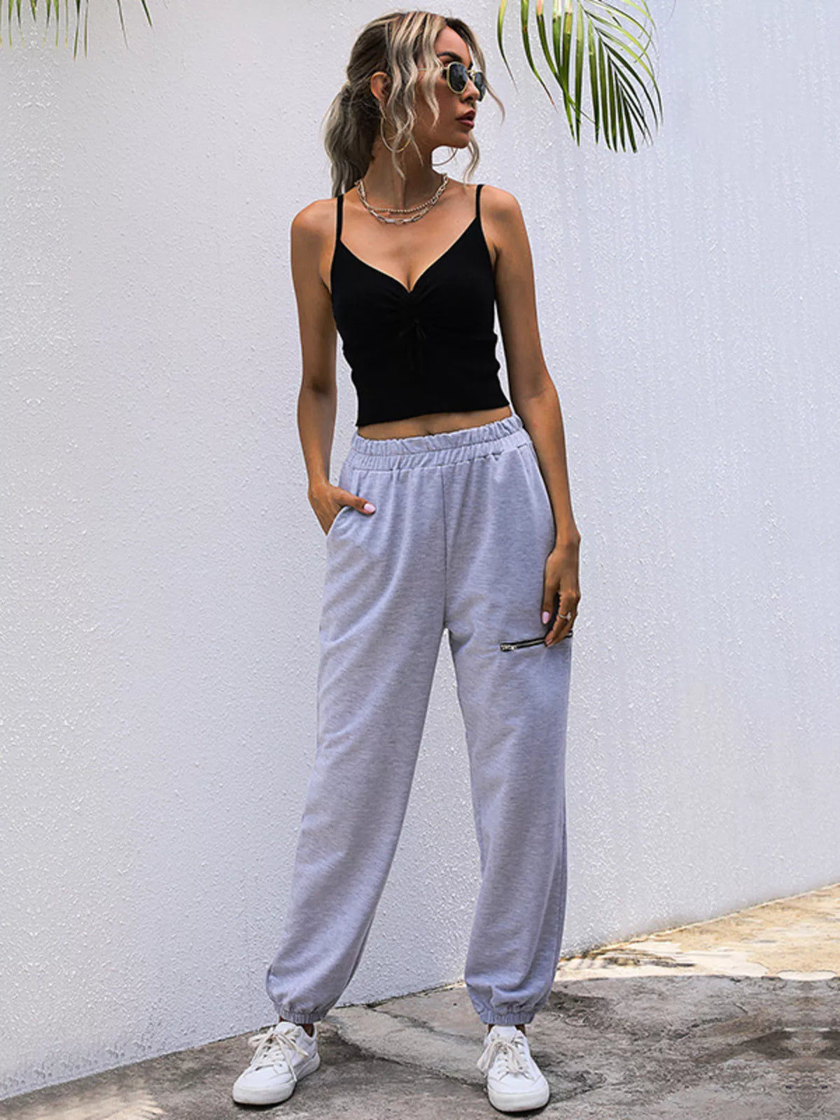Casual High Waist Cutout Joggers