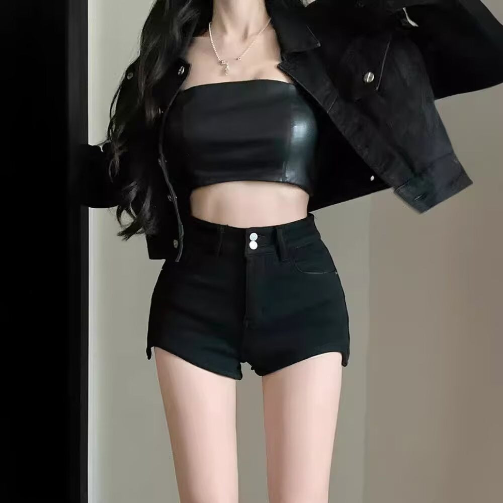 Plus-size Versatile High-waisted Denim Shorts