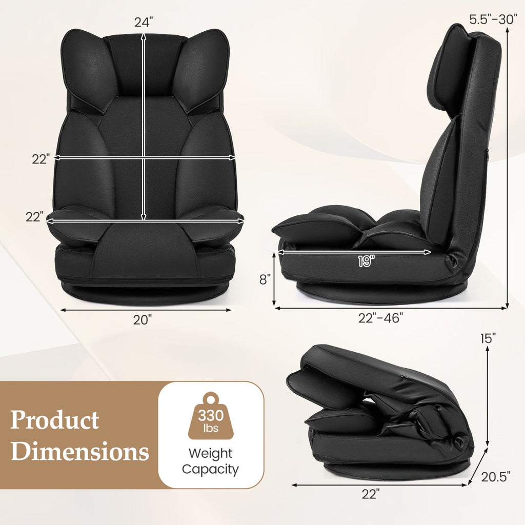 360 Degree Swivel Floor Gaming Chair with 6-Position Adjustable Backrest and Sponge Filling
