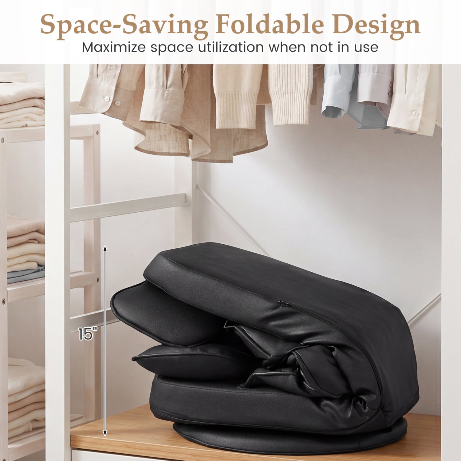 360 Degree Swivel Floor Gaming Chair with 6-Position Adjustable Backrest and Sponge Filling