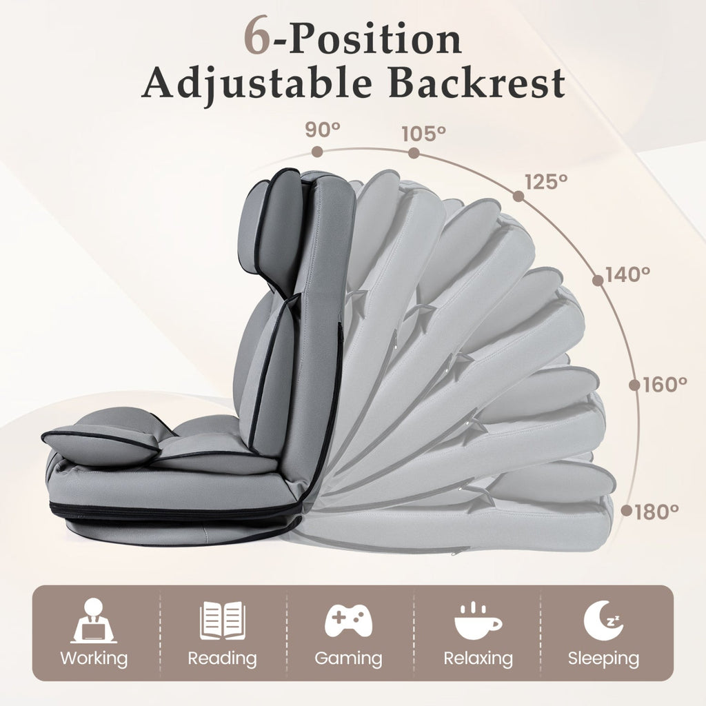 360 Degree Swivel Floor Gaming Chair with 6-Position Adjustable Backrest and Sponge Filling
